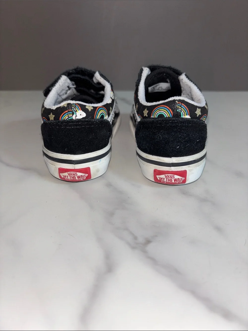 Vans Kids Black Sneakers with Rainbow & Cloud Print